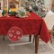 Christmas Jacquard Tablecloth, Winter Vintage Damask Rectangle Table Cover, Poinsettia Snowflakes Polyester Fabric Table Cloths Decor for Holiday, Dining, Party - 60 x 84 inch, Red